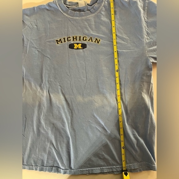 Vintage 90s Y2K Oarsmen light blue distressed Michigan Wolverines LS tshirt sz L - Picture 8 of 9